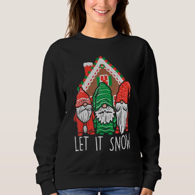 3 Gnomes Let It Snow Gingerbread House Christmas G T Shirt (Framsida)