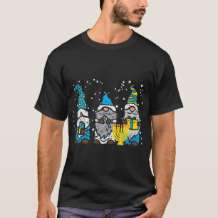 3 Gnomes Menorah Jewish Hanukkah Chanukah Gardenin T Shirt