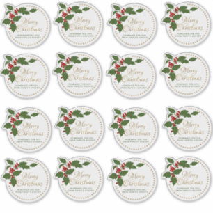 3” God Jul Holly & Berry Matpresentdosa Klistermärken