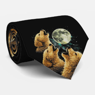 3 Golden Doodle Hundar ylar mot månen Söta hundar Slips