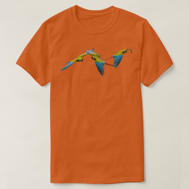 3 Grönt Macaw, blått och gult macaw Parrot T Shirt (Design framsida)