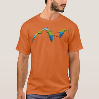 3 Grönt Macaw, blått och gult macaw Parrot T Shirt