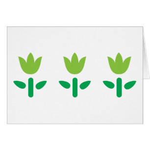 3 Gröntar Blommor Hälsningskort