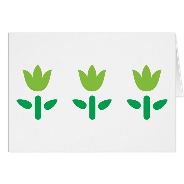 3 Gröntar Blommor Hälsningskort (Framsidan Horizontal)