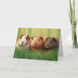3 Guinea Grisar på gräs Anteckningskort