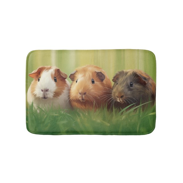 3 Guinea Grisar på gräs Badrumsmatta (Framsidan)