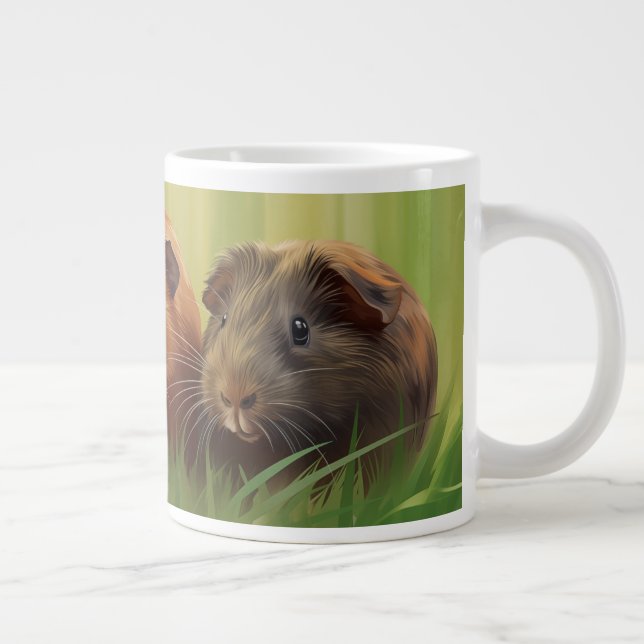 3 Guinea Grisar på gräs Jumbo Mugg (Höger)