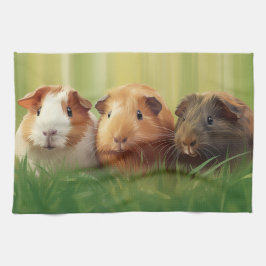 3 Guinea Grisar på gräs Kökshandduk