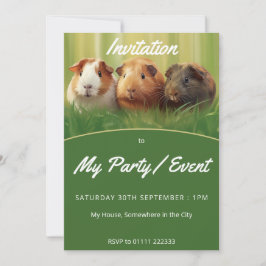 3 Guinea Pigs on Grass Inbjudningar