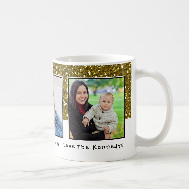 3 guld- glitterhelgdag för foto kaffemugg (Höger)