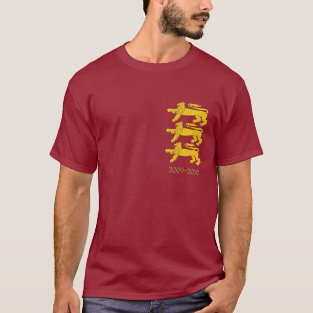 3 guld- lejon på Burgundy T-shirt (Framsida)