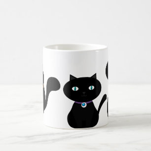 3 GULLIGA SVARTA KATTER storleksanpassar Kaffemugg