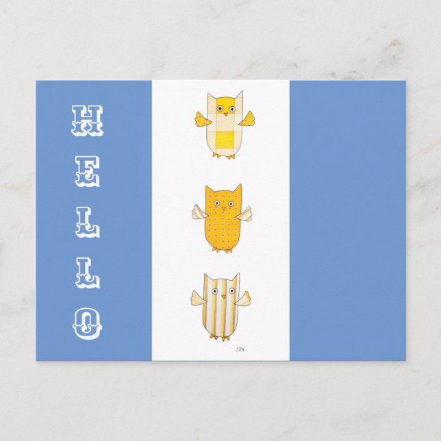 3 Gult Uggla-vykort för flygresor Vykort (Framsida)