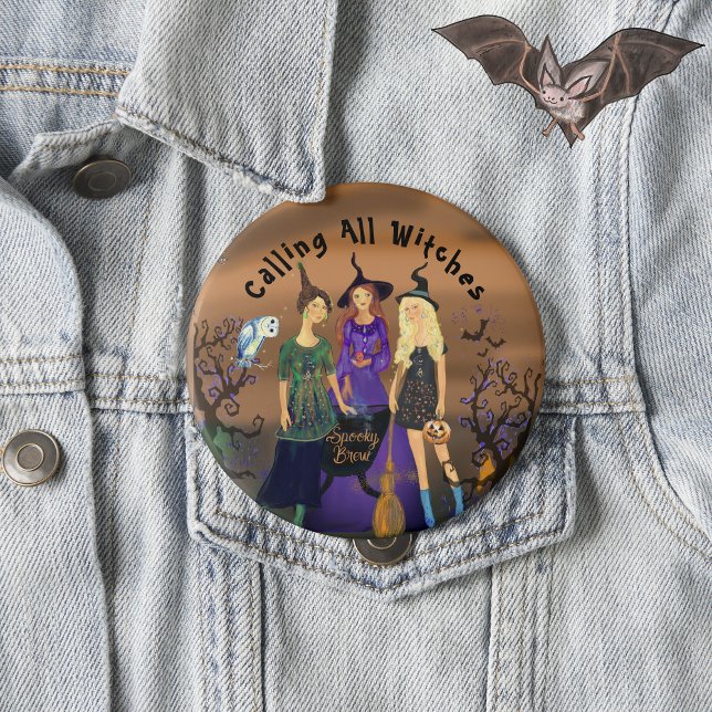 3 Halloween Witches Party Girl Knapp (3 Halloween Witches Party Girl Button)