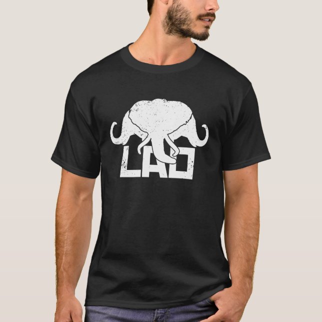 3 Headed Elephant LAO Original Kingdom of Laos Fla T Shirt (Framsida)