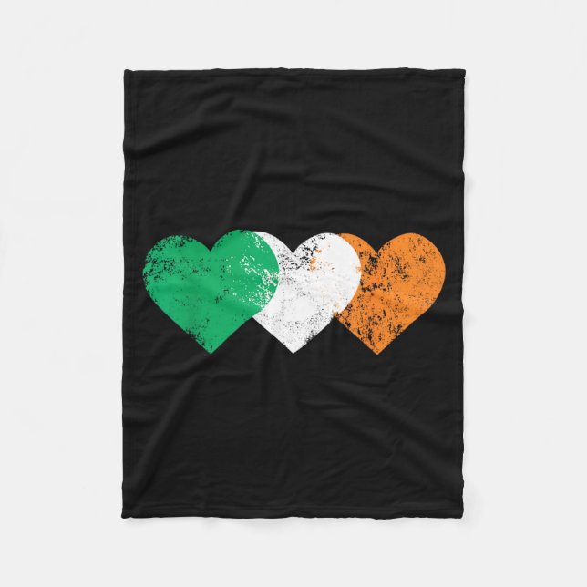 3 Hearts Ireland Flag St. Patricks Day Irish Flags Fleecefilt (Framsidan)
