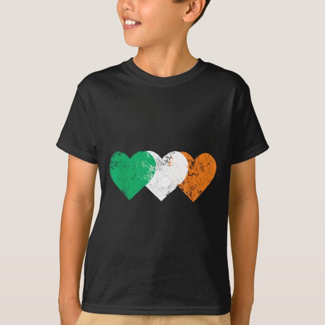 3 Hearts Ireland Flag St. Patricks Day Irish Flags T Shirt (Framsida)