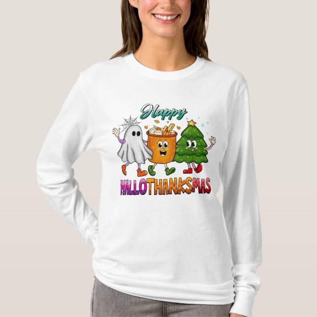 3 Helgdag Girl halloween thanksgiving jul T Shirt (Framsida)