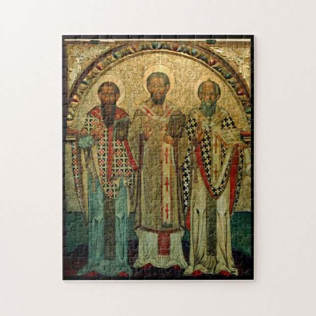 3 Heliga Hierarch l ortodox Icon l Catholique Sain Pussel (Vertikal)