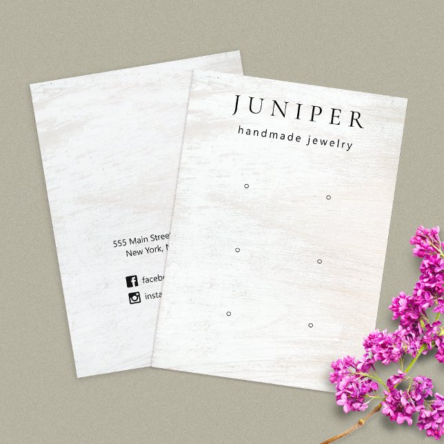 3 Hole White Wood Jewelry Display Business Card Visitkort (Skapare uppladdad)