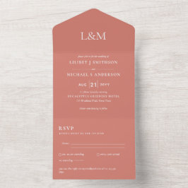 3-i1 Tawny Terracotta Orange Text Bröllbjudan