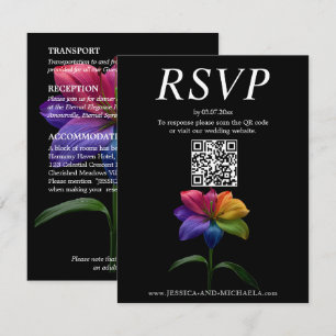 🌈3-i-1 Digitalt RSVP + Detaljer + Vuxenkort Tilläggskort