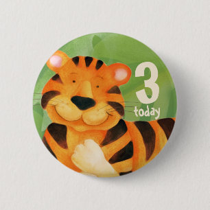 3 i dag knapp/bricka för söt tigerkonst knapp