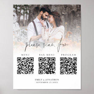 3 i En Qr-kod Menyfliksprogram Foto Bröllop Poster