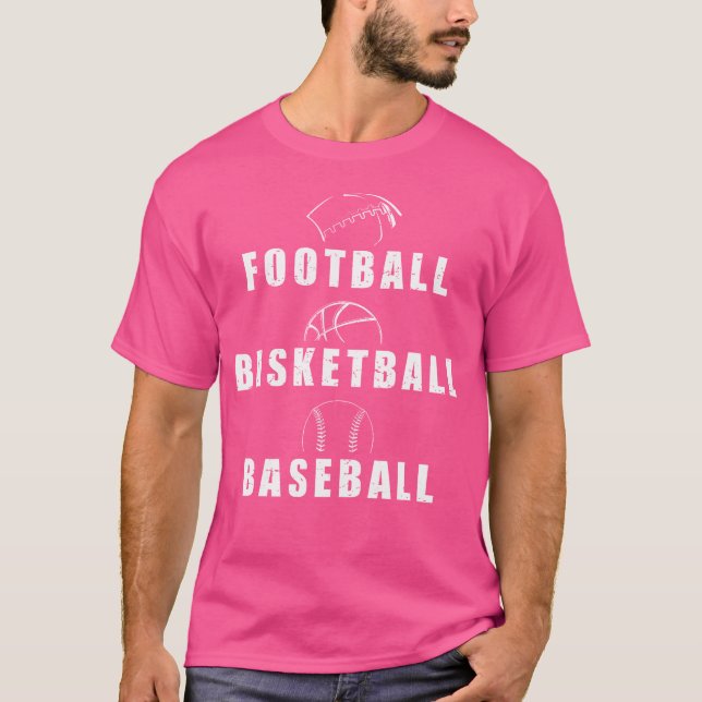 3 Idrottare i fotbollsmatchen Basketball Baseball  T Shirt (Framsida)