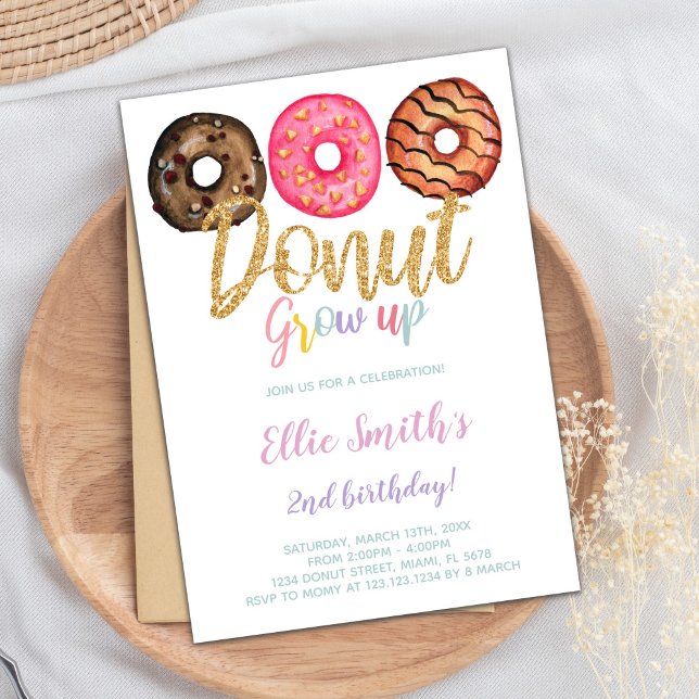 3 Inbjudan på födelsedagen (3 Donut Birthday Invitations)