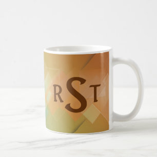 3 Initial Monogram Brev Grönt till Brown Graduated Kaffemugg