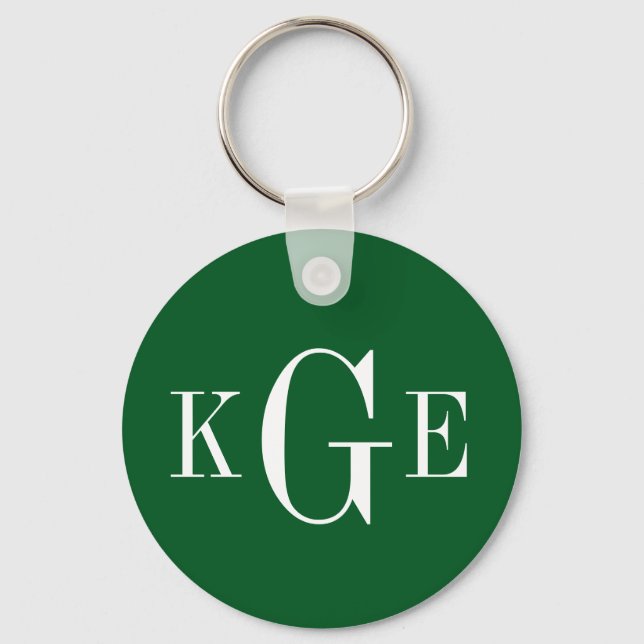 3 initiala monogram grönt vita marskalkar nyckel f nyckelring (Framsida)