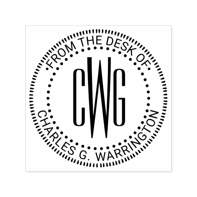 3 Initialer Monogram #4 Från skrivbordet Namn Självfärgande Stämpel (Design)