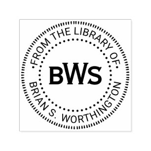 3 Initialer Monogram Bibliotek Bok Namn #93 Självfärgande Stämpel