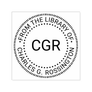 3 Initialer Monogram “från bibliotek av” Boknamn Självfärgande Stämpel