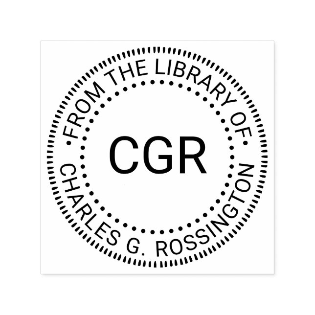 3 initialer monogram “från bibliotek av” Boknamn Självfärgande Stämpel (Design)