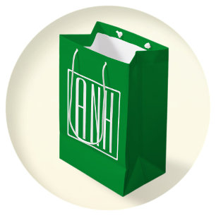 3 Initialer Monogram   Grönt och vit