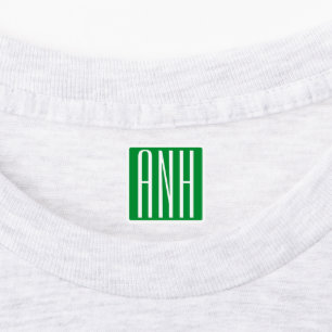 3 Initialer Monogram Grönt och vit Klistermärke