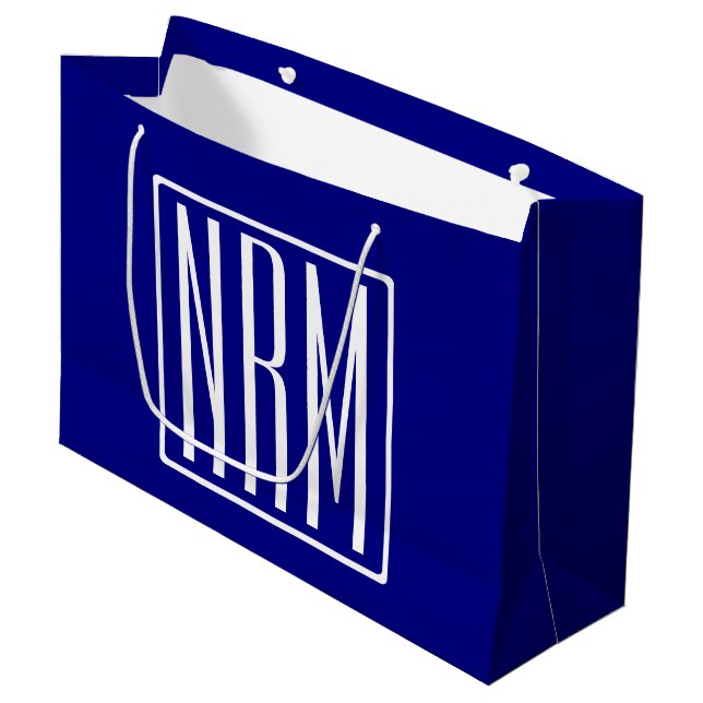 3 Initialer Monogram | Marinblå & Vit (Framsidan Vinklad)