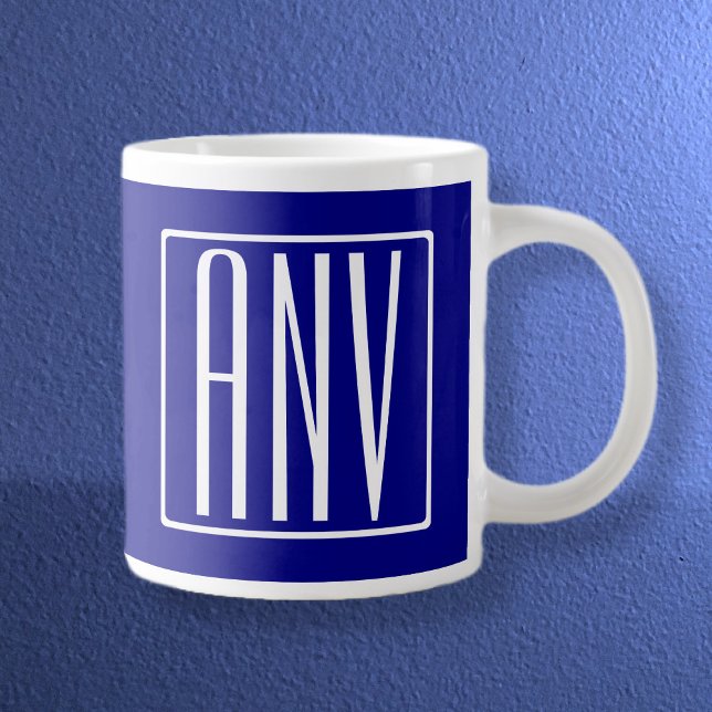3 Initialer Monogram | Marinblå & Vit Jumbo Mugg (Skapare uppladdad)