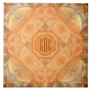 3 initialer monogram Orange Snöre keramik Tile Kakelplatta