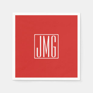 3 Initialer Monogram   Röd & vit (eller åå färg) Pappersservett