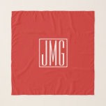 3 Initialer Monogram | Röd & vit (eller åå färg) Sjal<br><div class="desc">Dina tre initialer monogrammade.</div>