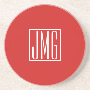 3 Initialer Monogram Röd & vit (eller åå färg) Underlägg