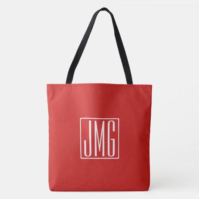 3 Initialer Monogram | Röd & Vit (eller gör-det-sj Tygkasse (Framsida)