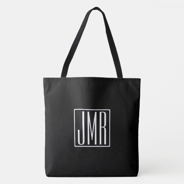 3 Initialer Monogram | Svart & Vitt (eller gör-det Tygkasse (Framsida)