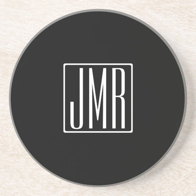 3 Initialer Monogram | Svart & Vitt (eller gör-det Underlägg (Framsidan)