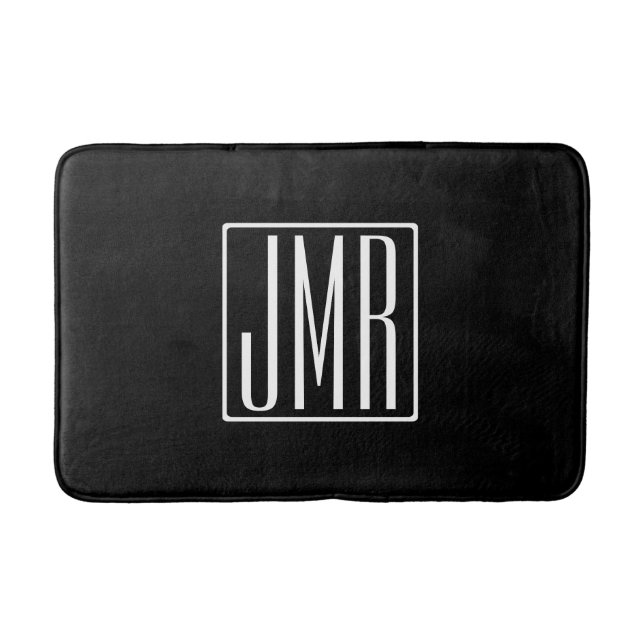 3 Initialer Monogram | Svartvitt (eller färg) Badrumsmatta (Framsidan)