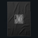 3 Initialer Monogram | Svartvitt (eller färg) Kökshandduk<br><div class="desc">Dina tre initialer monogrammade.</div>