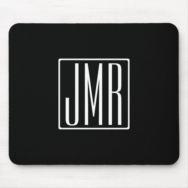 3 Initialer Monogram | Svartvitt (eller färg) Musmatta (Framsidan)